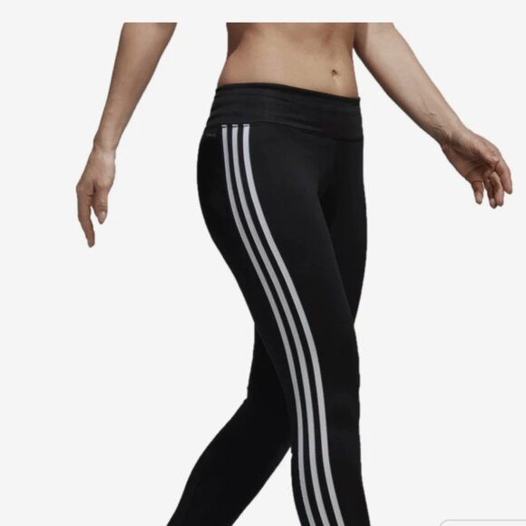 ADIDAS WOMEN'S DESIGN 2 MOVE CLIMALITE 3-STRIPES LEGGING SIZE M USED BLACK/WHITE - Picture 1 of 7